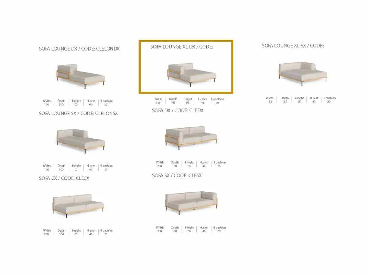 Divano Lounge XL Destro CleoSoft/Wood
