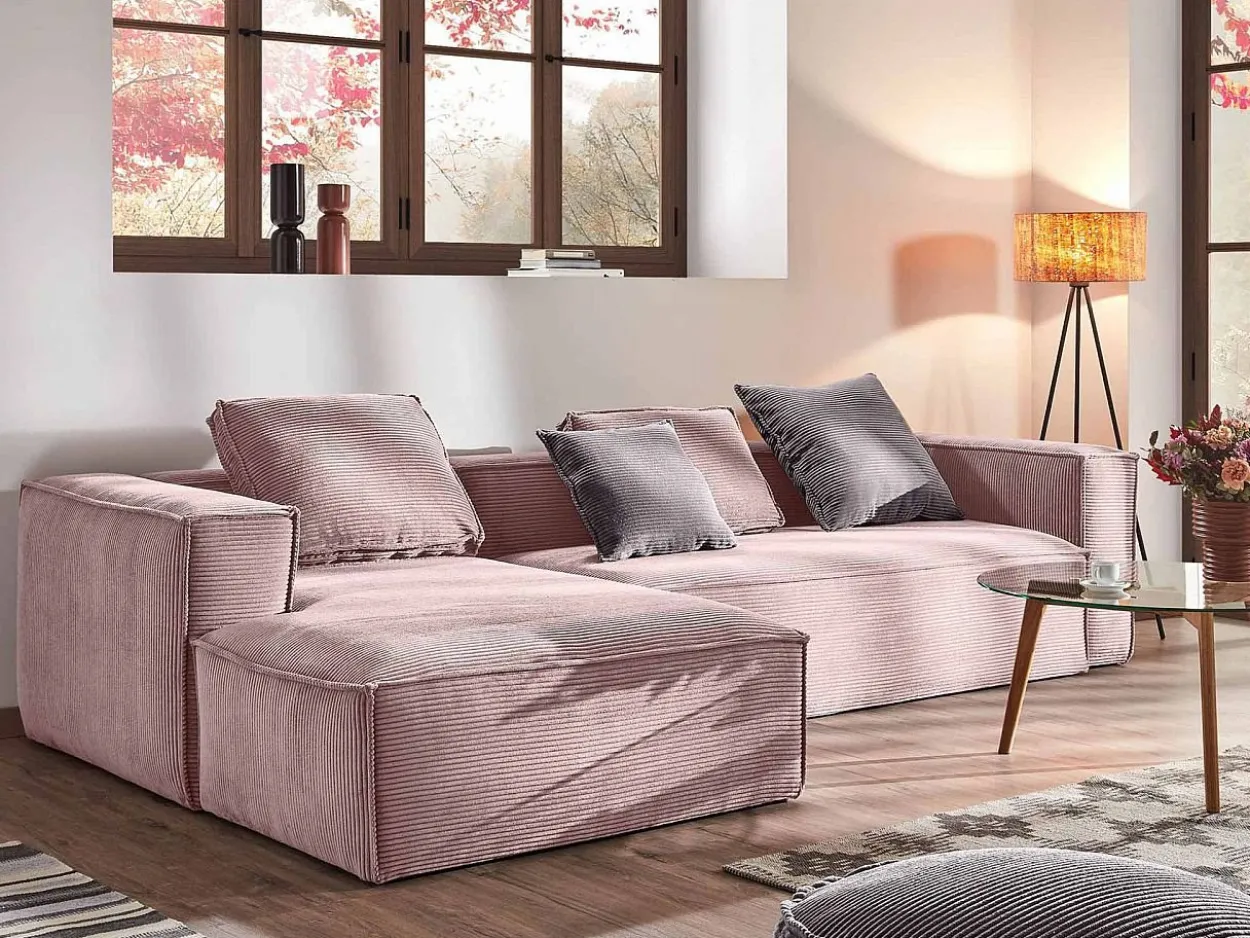 Divano 3 posti Domino chaise longue sinistra velluto a coste