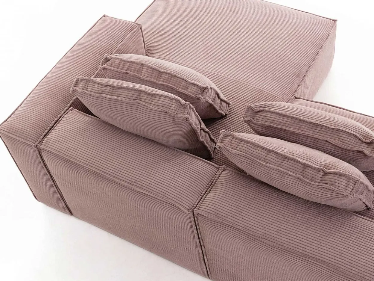 Divano 3 posti Domino chaise longue destra velluto a coste