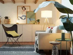 Lampada da terra Unelma legno naturale e tessuto bianco