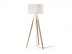 Lampada da terra Unelma legno naturale e tessuto bianco