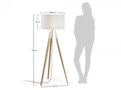 Lampada da terra Unelma legno naturale e tessuto bianco
