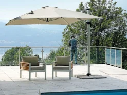 Ombrellone Quadrato 3x3 fusto bianco con maniglione
