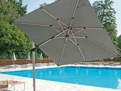 Ombrellone Quadrato 3x3 fusto wooden look con maniglione