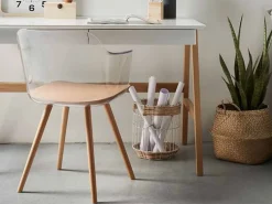 Poltrona Bima legno e plastica trasparente