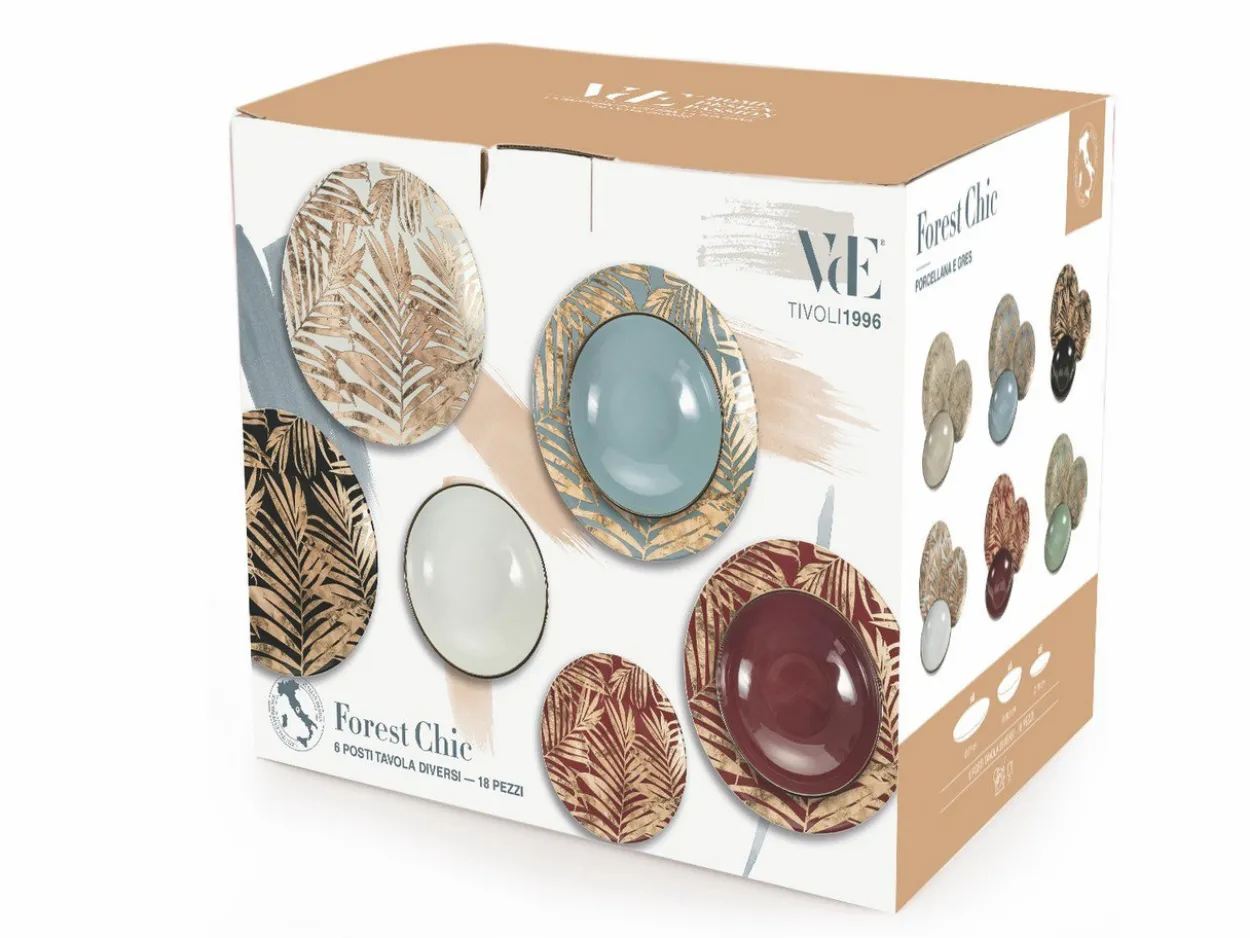 Servizio tavola Forest Chic 18 pezzi in porcellana e gres
