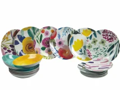 Servizio tavola New Acquarello 18 pezzi in porcellana e gres
