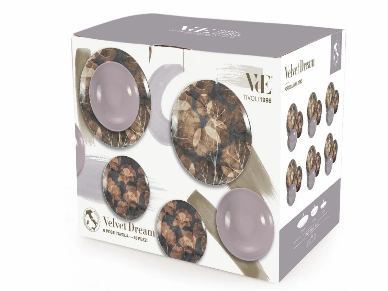 Servizio tavola Velvet Dream 18 pezzi in porcellana e gres