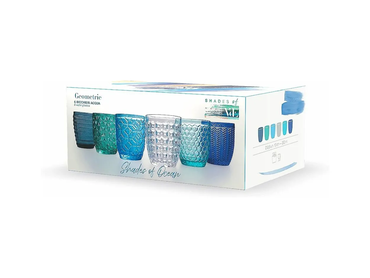 Set 6 bicchieri acqua Geometrie Ocean
