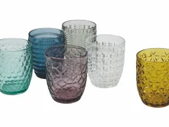Set bicchieri Geometrie 6 pezzi in vetro colorato con lavorazione
