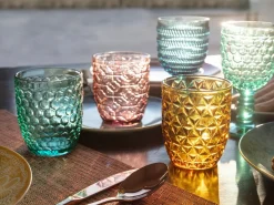 Set bicchieri Geometrie 6 pezzi in vetro colorato con lavorazione