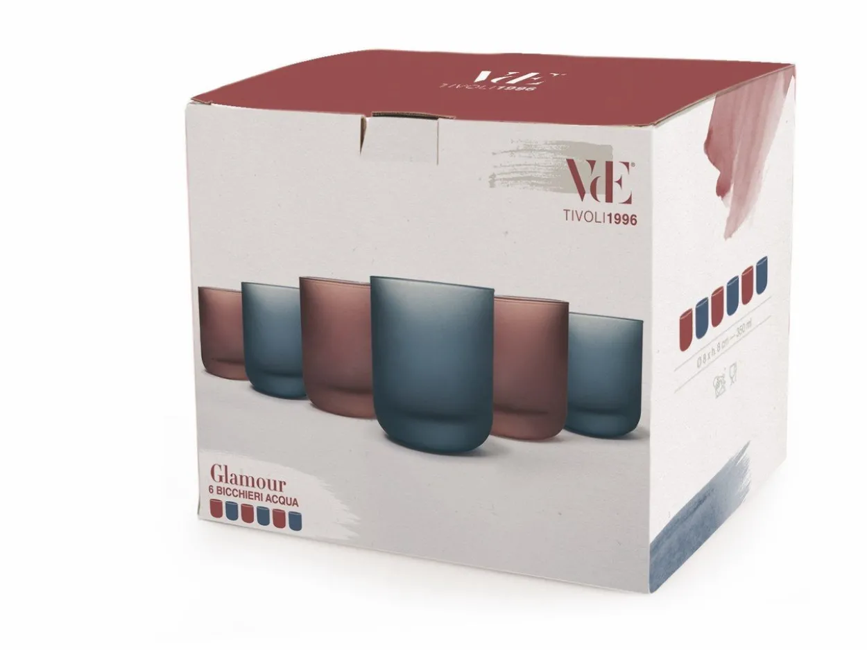 Set bicchieri Glamour 6 pezzi 350 ml in vetro frosted