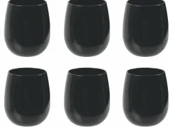 Set bicchieri Happy Hour Shiny Black 6 pezzi 370 ml in vetro