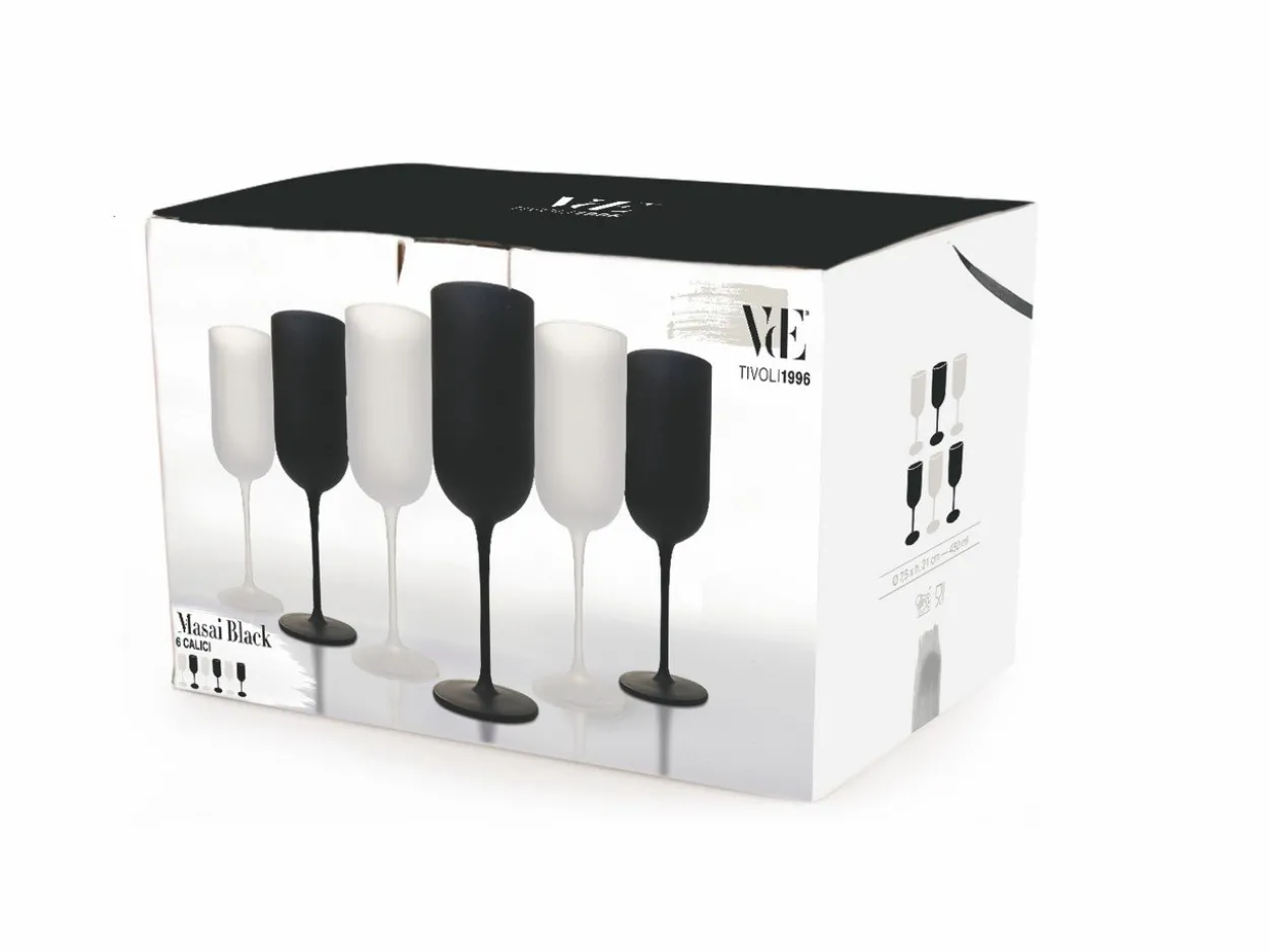 Set calici Masai Black Set 6 pezzi 450 ml in vetro frosted