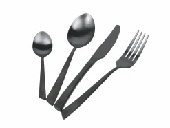 Set posate Cut 24 pezzi in acciaio nero opaco
