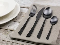 Set posate Cut 24 pezzi in acciaio nero opaco