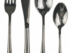 Set posate Drop 24 pezzi in acciaio nero lucido