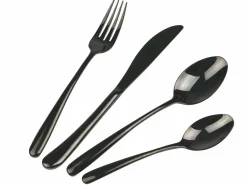 Set posate Drop 24 pezzi in acciaio nero lucido
