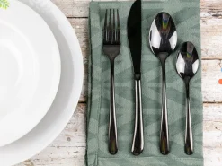 Set posate Drop 24 pezzi in acciaio nero lucido