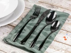 Set posate Drop 24 pezzi in acciaio nero lucido