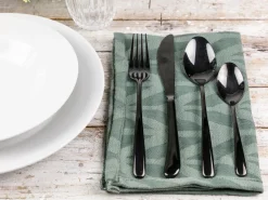 Set posate Drop 24 pezzi in acciaio nero lucido