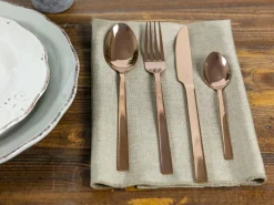 Set posate Lexington 24 pezzi in acciaio lucido copper