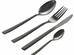 Set posate Modern 24 pezzi in acciaio nero lucido