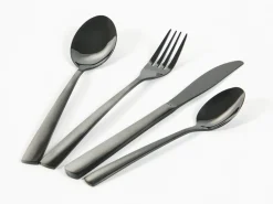 Set posate Modern 24 pezzi in acciaio nero lucido