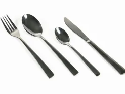 Set posate Modern 24 pezzi in acciaio nero lucido