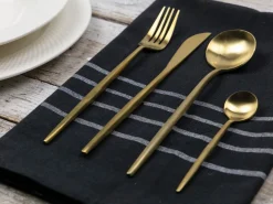 Set posate Preciosa 24 pezzi in acciaio oro opaco