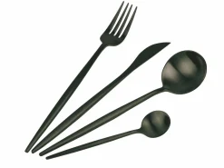 Set posate Preciosa 24 pezzi in acciaio nero opaco
