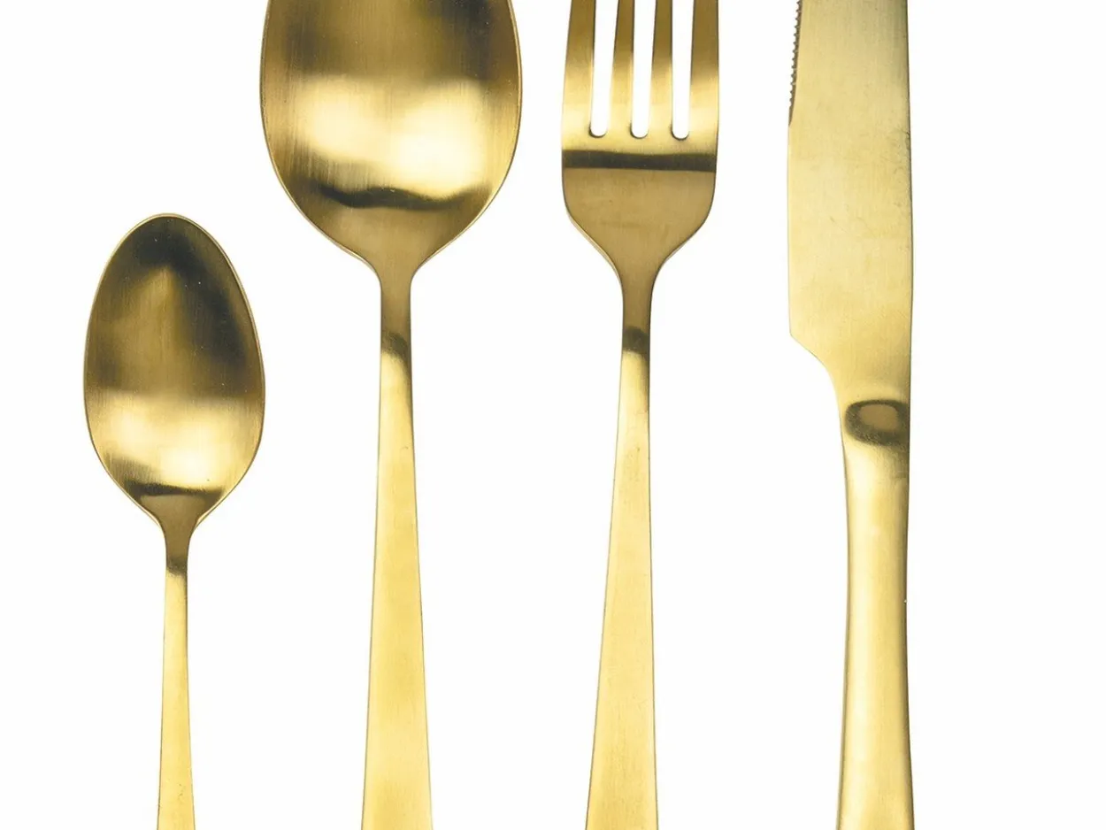 Set posate Round 24 pezzi in acciaio oro opaco