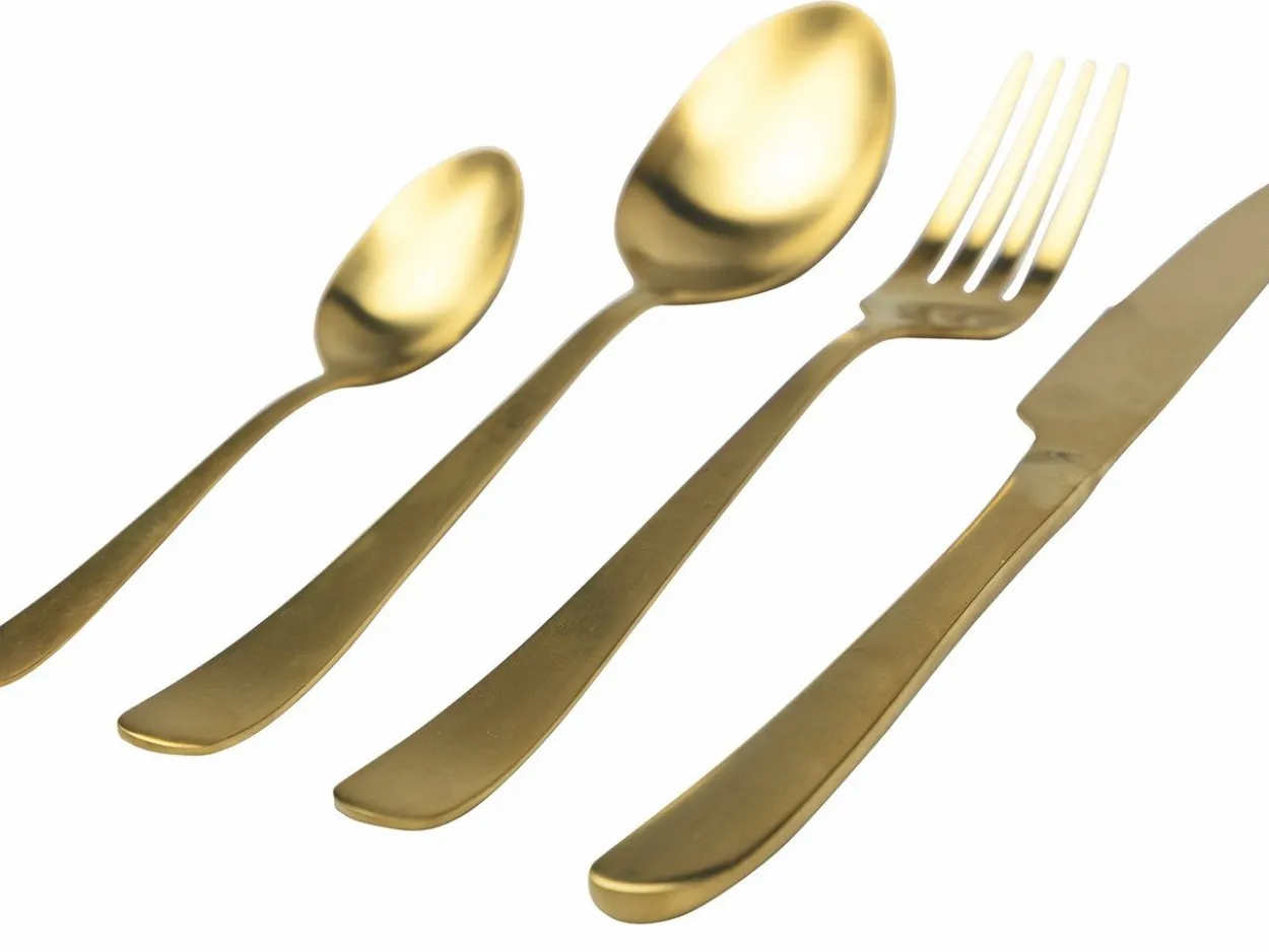 Set posate Round 24 pezzi in acciaio oro opaco