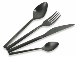 Set posate Times 24 pezzi in acciaio opaco nero