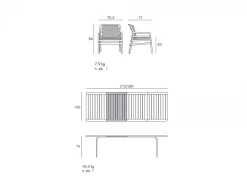 Set tavolo Alloro 210/280 con 6 poltrone Aria
