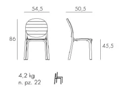 Set tavolo Alloro 210/280 con 6 sedie Erica