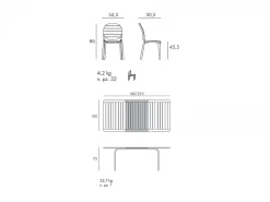Set tavolo Alloro 140/210 con 4 sedie Erica