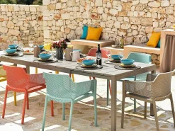Set tavolo da giardino Rio 210/280 con 8 sedie Net Arcobaleno