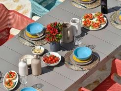 Set tavolo da giardino Rio 210/280 con 8 sedie Net Arcobaleno