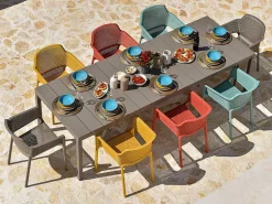 Set tavolo da giardino Rio 140/210 con 6 sedie Net Arcobaleno