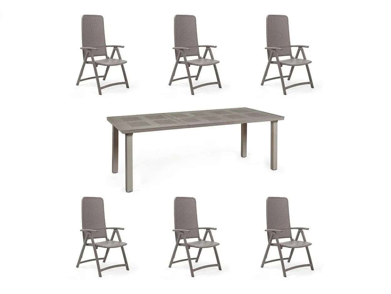 Set tavolo Levante 160/220 con 6 poltrone Darsena
