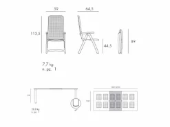 Set tavolo Libeccio 160/220 con 6 poltrone Darsena
