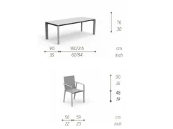 Set Tavolo Milo Ceramica 160/215 con 6 Poltrone