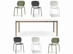 Set tavolo Pranzo 120/200 con 6 sedie Si-Si Dots Arcobaleno