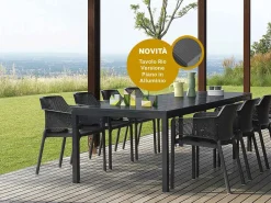 Set tavolo Rio 210/280 Alluminio con 8 sedie Net