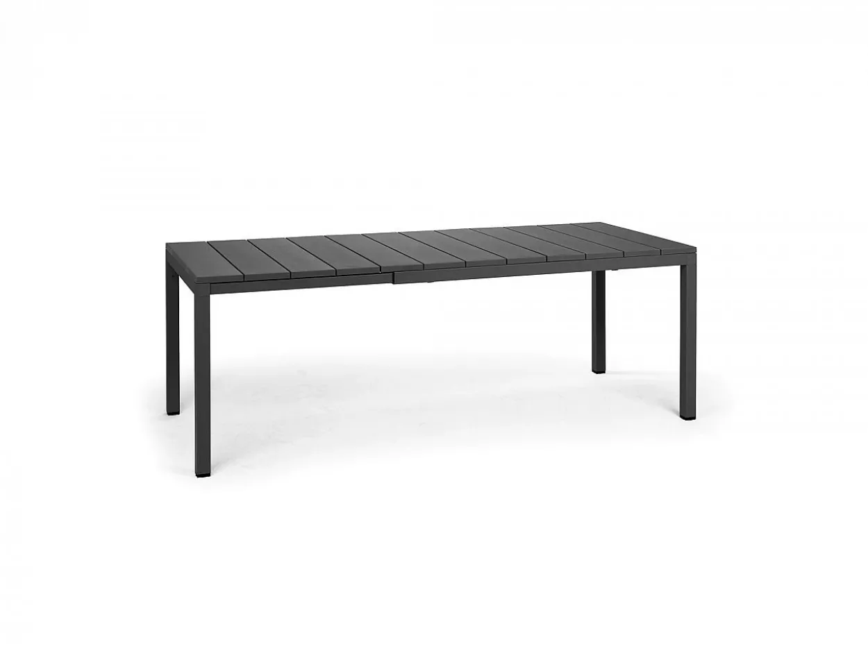 Set tavolo Rio 140/210 Alluminio con 6 sedie Trill con braccioli