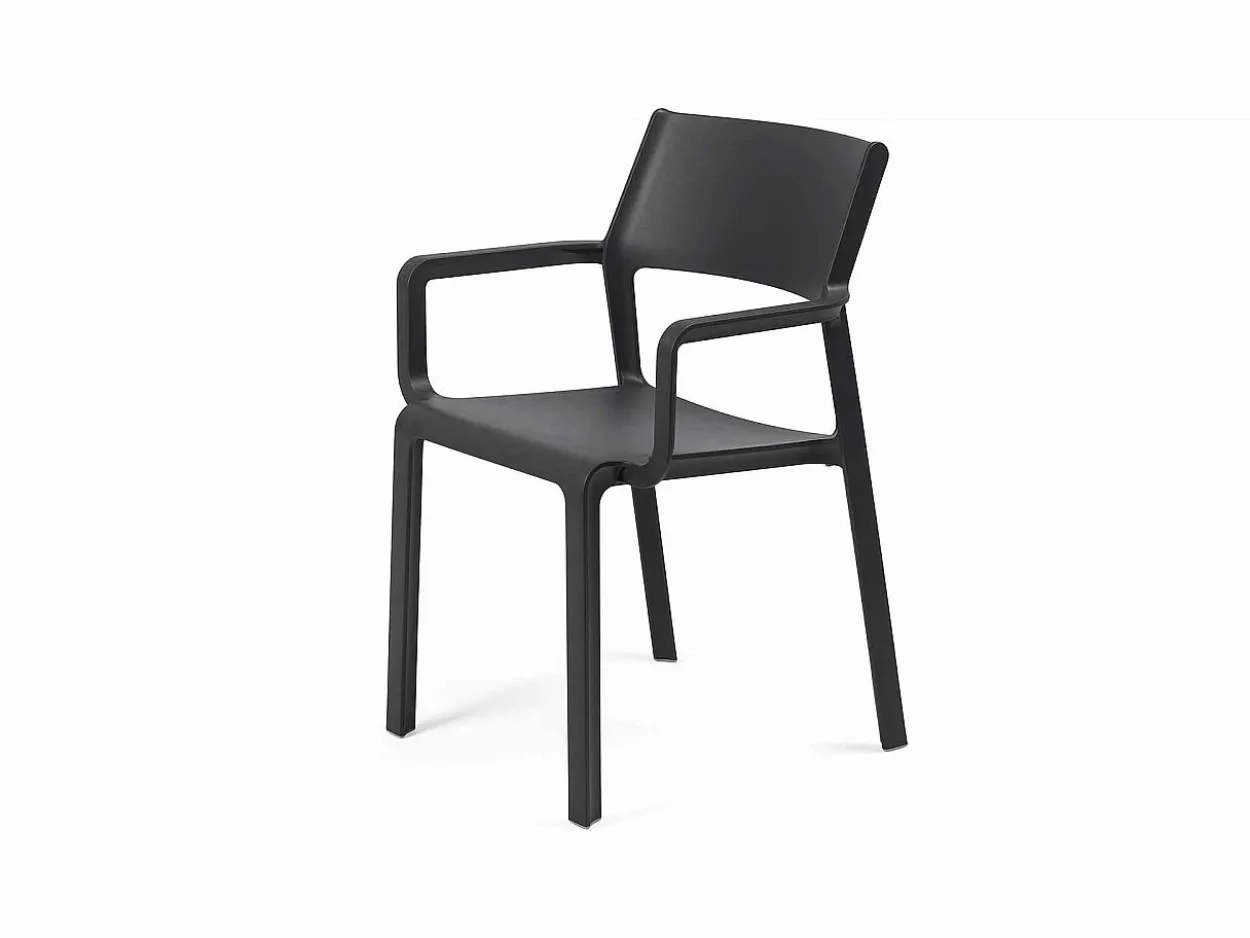 Set tavolo Rio 140/210 Alluminio con 6 sedie Trill con braccioli