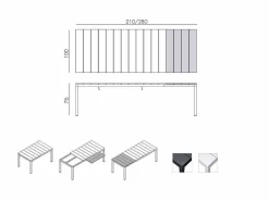 Set tavolo Rio Alu 210/280 con 8 sedie Doga Armchair Bicolore