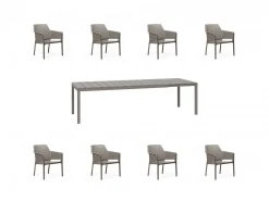 Set tavolo Rio 210/280 con 8 poltrone Net Relax