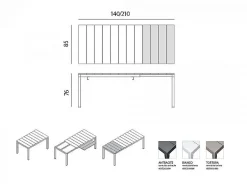 Set tavolo Rio 140/210 con 6 sedie Bit Arcobaleno